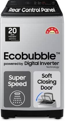 SAMSUNG 8 kg Soft Closing Door 5 star, Ecobubble,, Super Speed, Digital Inverter Fully Automatic Top Load Washing Machine Grey
