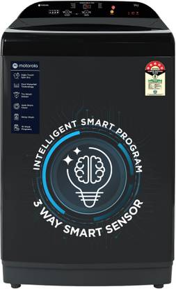 MOTOROLA 9 kg 5 Star, Intelligent Smart Programs Fully Automatic Top Load Washing Machine Grey, Black