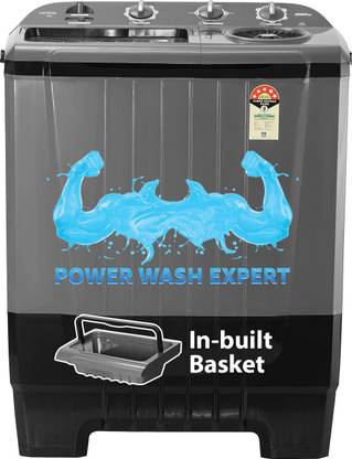 ONIDA 8 kg 5 star Hexafin Pulsator Inbuilt Basket 1450 RPM Semi Automatic Top Load Washing Machine Grey