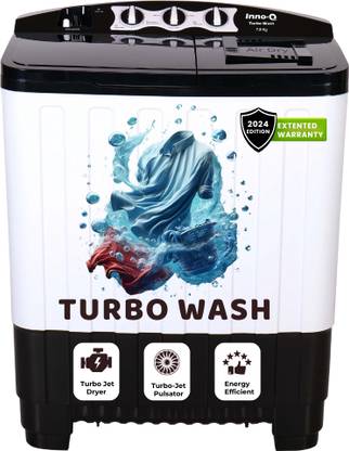 InnoQ 7.5 kg | Turbo Wash | Buzzer | Wheels | Turbo Jet Dryer | Magic Filter | Lint Filter Semi Automatic Top Load Washing Machine Black
