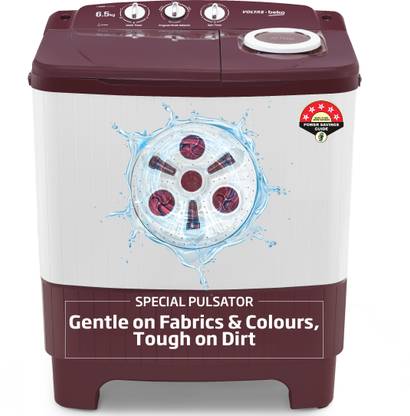 Voltas Beko 6.5 kg Semi Automatic Top Load Washing Machine Maroon, White