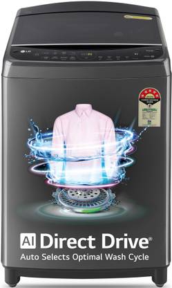 LG 10 kg 5 Star, AI Direct Drive Technology, Steam, 6 Motion Direct Drive, Jet Spray+, Wi-Fi Enabled, Turbowash Fully Automatic Top Load Washing Machine with In-built Heater Black, Grey