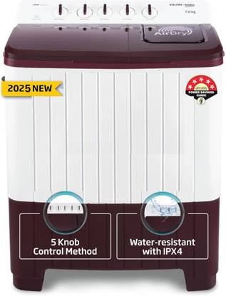 Voltas Beko 7 kg Semi Automatic Top Load Washing Machine Maroon, White