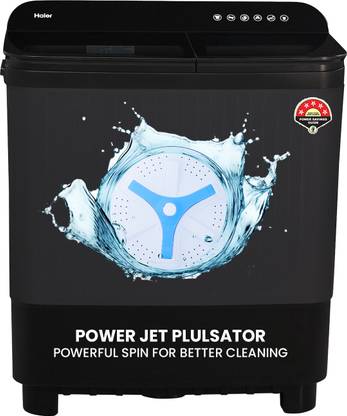 Haier 10 kg Toughened Glass, Anti Bacterial Vortex Pulsator, 1300 RPM, Spray Function, Wash Programs, Magic Filter, Rat Mesh Semi Automatic Top Load Washing Machine with In-built Heater Black, Grey