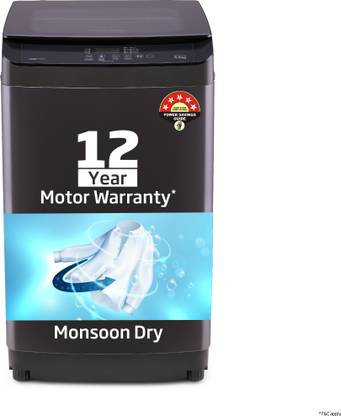 Voltas Beko by A Tata Product 9 kg with Double waterfall, Multiple Wash Program, Waterproof IPX4 panel and Monsoon Dry option Fully Automatic Top Load Washing Machine Black, Grey
