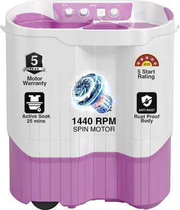 Godrej 9 kg 460 W PowerMax Wash Motor Semi Automatic Top Load Washing Machine Purple