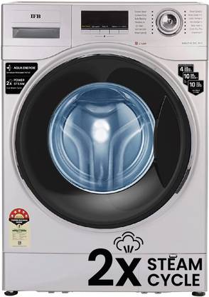 IFB 9 kg 2X Power Dual Steam, Hard Water Wash, Active Color Protection Fully Automatic Front Load Washing Machine with In-built Heater Silver