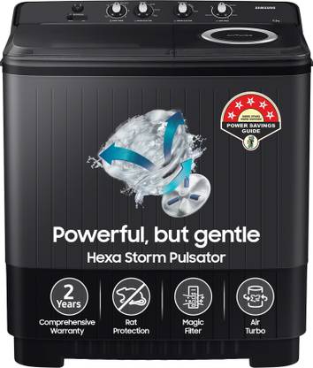 SAMSUNG 11.5 kg Semi Automatic Top Load Washing Machine Black, Grey