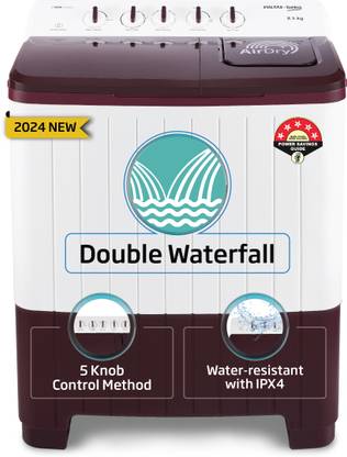 Voltas Beko 8.5 kg Semi Automatic Top Load Washing Machine Maroon, White