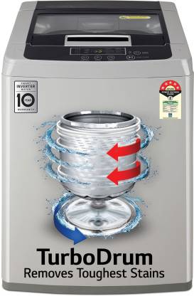 LG 7 kg 5 Star with Smart Inverter Technology, TurboDrum and Smart Diagnosis Fully Automatic Top Load Washing Machine Silver