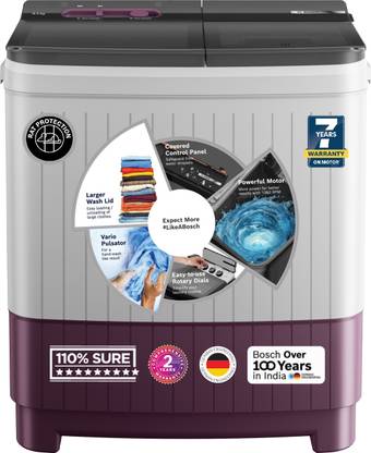 BOSCH 8.5 kg 5 Star with 1360 High RPM Spin Motor Semi Automatic Top Load Washing Machine Multicolor