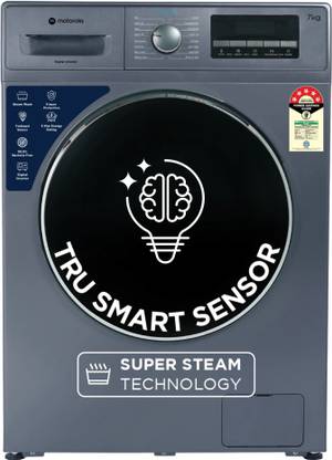 MOTOROLA 7 kg Super Steam Technology Fully Automatic Front Load Washing Machine with In-built Heater Blue