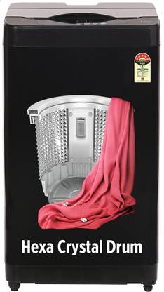 ONIDA 8 kg 5 Star With Hexa Crystal Drum Technology Fully Automatic Top Load Washing Machine Black