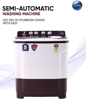 Lloyd by Havells 7.5 kg 1300 RPM, Soak Function, 3 Wash Programs, Swift Dry, Magic Filter Semi Automatic Top Load Washing Machine Maroon, White
