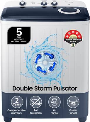 Samsung 6.5 kg 5 star, Air Turbo Drying Semi Automatic Top Load Washing Machine Blue, Grey