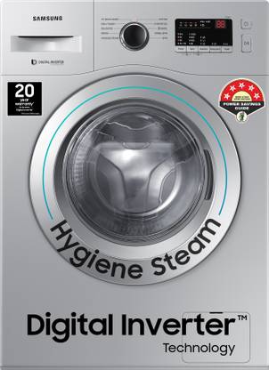 SAMSUNG 6 kg Inverter, 5 star, Hygiene Steam, Digital Inverter Fully Automatic Front Load Washing Machine with In-built Heater Silver