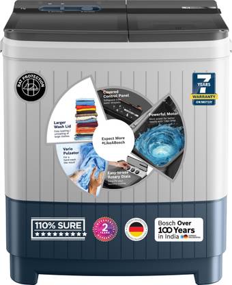 BOSCH 8 kg 5 Star with 1360 High RPM Spin Motor Semi Automatic Top Load Washing Machine Multicolor