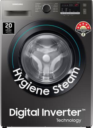 SAMSUNG 7 kg with Steam Fully Automatic Front Load Washing Machine with In-built Heater Black