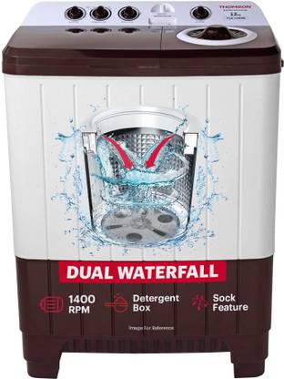 Thomson 12 kg 5 Star Aqua Magic Double Waterfall Semi Automatic Top Load Washing Machine Maroon, White