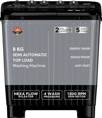 Acer 8 kg Semi Automatic Top Load Washing Machine Grey