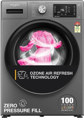 Whirlpool 9 kg Ozone Technology 5 Star Inverter 100+ Tough Stains, 1400 RPM Fully Automatic Front Load Washing Machine with In-built Heater Black, Grey
