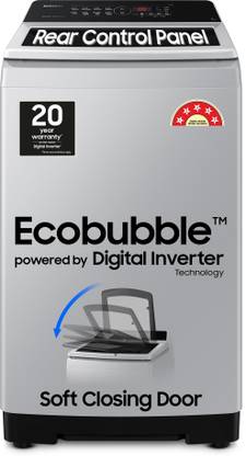SAMSUNG 7 kg 5 star, Ecobubble, Digital Inverter, Fully Automatic Top Load Washing Machine Grey