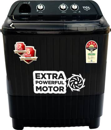 TCL 7.5 kg 5 Star with Extra Powerful Motor Lint Filter, Fast Dry Semi Automatic Top Load Washing Machine Grey