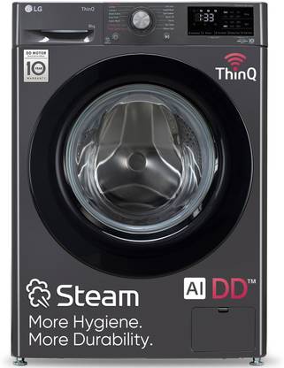 LG 8 kg 5 Star, AI Direct Drive Technology, Steam, 6 Motion DD Fully Automatic Front Load Washing Machine Black