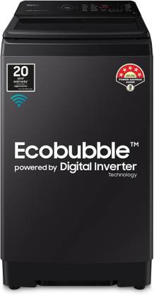 Samsung 9 kg 5 star, Ecobubble, Super Speed, Wi-Fi, Digital Inverter, Hygiene Steam, Fully Automatic Top Load Washing Machine with In-built Heater Black