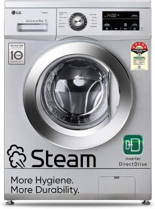 LG 8 kg with Steam,inverter Fully Automatic Front Load Washing Machine with In-built Heater Silver