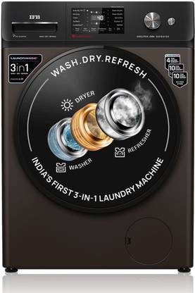 IFB 9/6 kg Washer with Dryer AI Powered, 30 min Steam Refresh Program, 100% Dry Ready-to-Wear Clothes, Eco Inverter Motor, 9 Swirl Wash Mimic Handwashing, Fully Automatic with Hot Water Wash, WiFi Connectivity with In-built Heater Brown