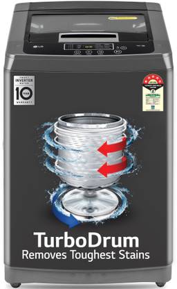 LG 8 kg 5 Star Smart Inverter TurboDrum | Punch + 3 Fully Automatic Top Load Washing Machine Black