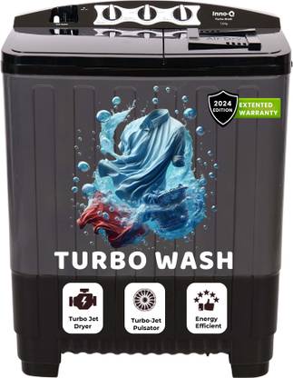 InnoQ 7.5 kg | Turbo Wash | Buzzer | Wheels | Turbo Jet Dryer | Magic Filter | Lint Filter Semi Automatic Top Load Washing Machine Grey