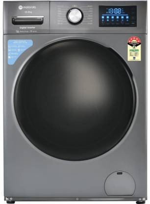 MOTOROLA 10.5 kg Smart Wi-Fi Enabled Enabled Steam Wash Inverter Technology Fully Automatic Front Load Washing Machine with In-built Heater Grey