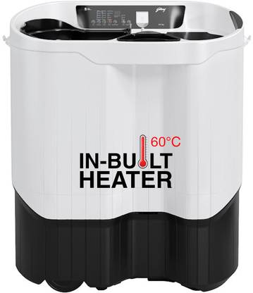 Godrej 8.5 kg Semi Automatic Top Load Washing Machine with In-built Heater Black, White