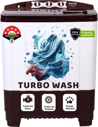 InnoQ 7.5 kg | Turbo Wash | Buzzer | Wheels | Turbo Jet Dryer | Magic Filter | Lint Filter Semi Automatic Top Load Washing Machine Maroon