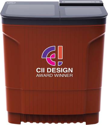 Godrej 8 kg 460 W PowerMax Wash Motor, Boderless Design With Toughened Glass Lid Semi Automatic Top Load Washing Machine Red