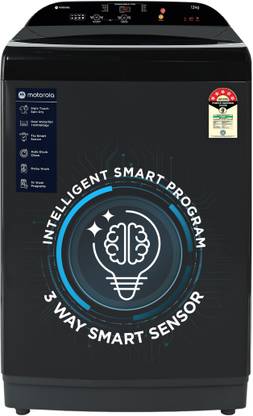 MOTOROLA 12 kg 5 Star, Intelligent Smart Programs Fully Automatic Top Load Washing Machine Grey, Black