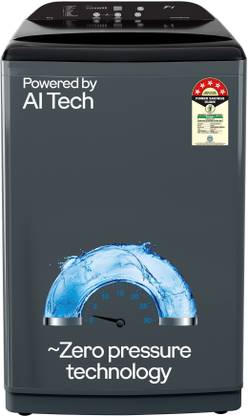 Godrej 8 kg With AI Tech And Zero Pressure (0.02 MPa) Technology With Steel Drum Fully Automatic Top Load Washing Machine Grey, Black