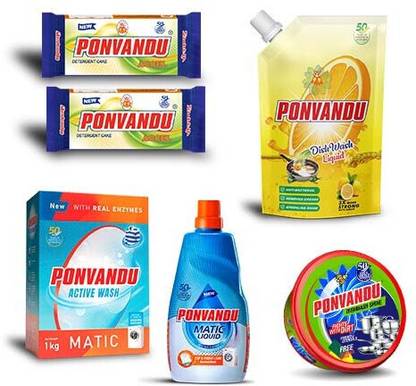 Ponvandu Premium Detergent Washing Powder 1Kg get 1KG Free combo Detergent Powder (floral)