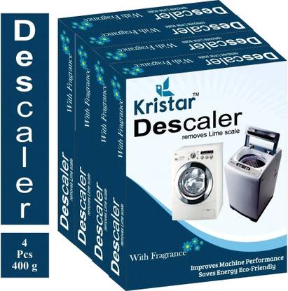 Kristar Washing Machine Tub/Drum cleaning Powder with Best appliance Descaler Technology for any fully automatic front/top load washing machine pack of 4 (400 gm) Detergent Powder (Lemon)