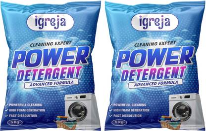 IGREJA Power Detergent Powder | Advanced Cleaning Formula | 10 kg Detergent Powder (Fresh) (10 kg)