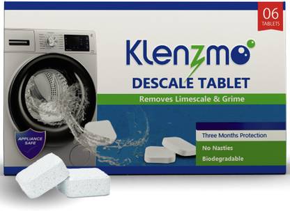 Klenzmo Washing Machine Descale (6 count) Tablet for Top & Front Load Detergent Powder