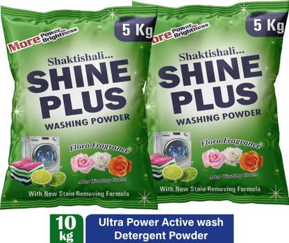Shaktishali SHINE PLUS Detergent Powder 10 Kg | Ultra Power Active wash | Remove Dried Stains* Detergent Powder (Active Fresh)