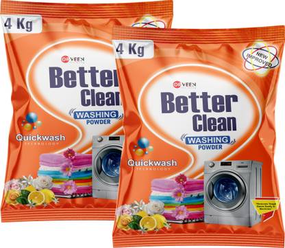 Orveen Detergent Powder 8kg, Top & Front Load machine, BetterClean Formula | Remove Tough Stain on Cloth Detergent Powder (Active Fresh)