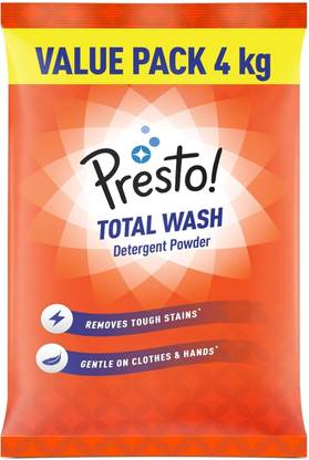 RJ and company Presto Total Wash Detergent Powder 4KG Value Pack Detergent Powder