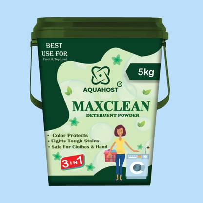 AQUAHOST Maxclean Laundry Detergent Powder – Safe for Top & Front Load Washing Machines Detergent Powder (Active Fresh)
