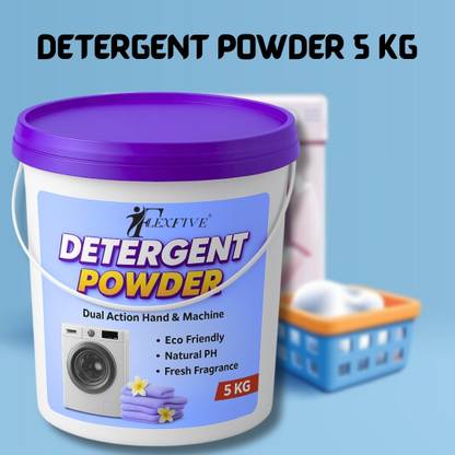 FLEXFIVE DETERGENT POWDER 5KG HIGH PERFORMANCE CLEAN REMOVES DIRT EXTRA FOAM FRESH Detergent Powder (FRESH)
