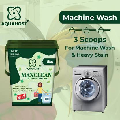AQUAHOST Washing Machine Top Load & Front Load Detergent Powder 5 Kg Detergent Powder (Active Fresh)