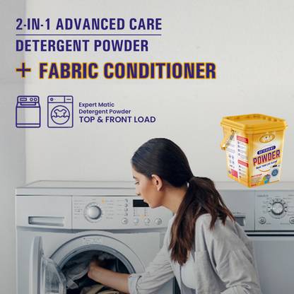 IGREJA Washing Powder Remove Tough Stains,For Top,Front Load and Bucket Wash Detergent Powder (Active Fresh)